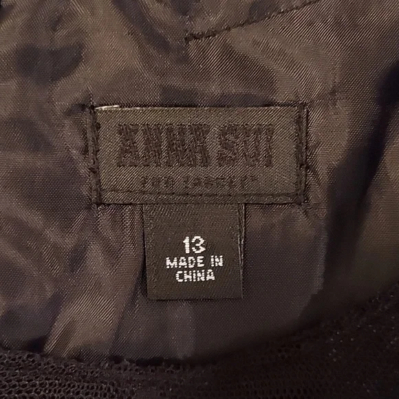 Anna Sui for Target Black & Grey Herringbone Studded Cage Mini Dress Size 13 - Picture 9 of 12